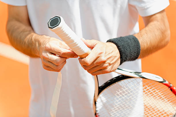 Putting New Grip Tape On Tennis Racket Stock Photo Download Image Now - Tennis, Adhesive Tape - iStock