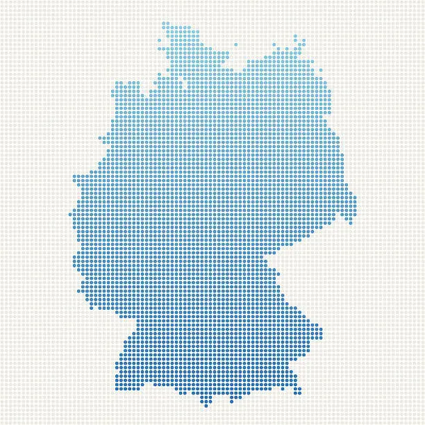 Vector illustration of Germany Map Blue Dot Pattern