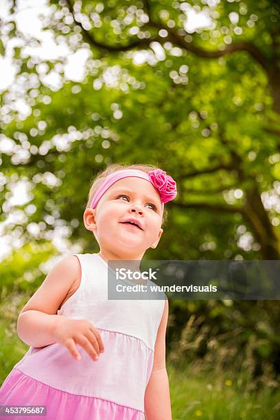 Pequeno Bebê Menina Em Rosa Forma Ao Ar Livre - Fotografias de stock e mais imagens de 12-15 Meses - 12-15 Meses, Ao Ar Livre, Atividade Recreativa