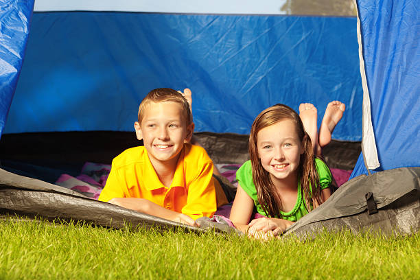 istock Happy Young Children Having Fun in Tent Camping Trip 453800913
