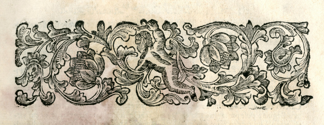 XVII century frontispiece typographic illustration from Marciano Giovanni, \
