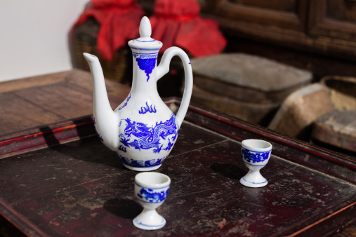 Close-up of teapot and tea sets of traditional Chinese tea drinking culture