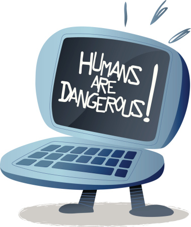 Dangerus Computer Cartoon Humans Are Dangerous Retro Computer Laptop Stock Illustration ...
