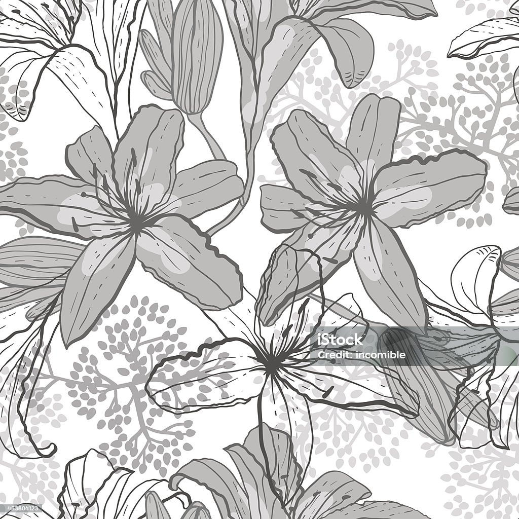 Beautiful seamless pattern with lilies, vector illustration. Abstract stock vector