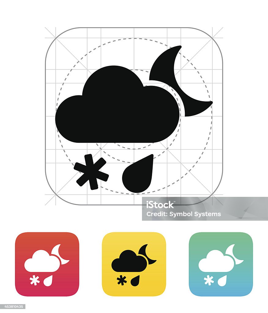 Graupelschauer bei Nacht Wetter-Ikone. - Lizenzfrei Design Vektorgrafik