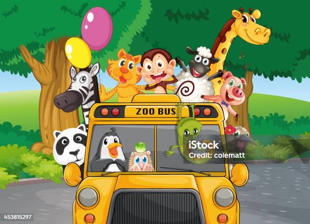Zoo Bus With Animals Stock Illustration - Download Image Now - Balloon, Tiger, Animal