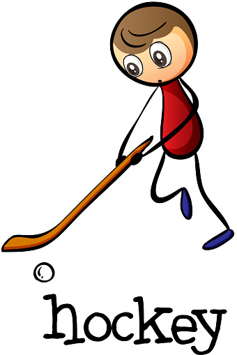man playing hockey on a white background
