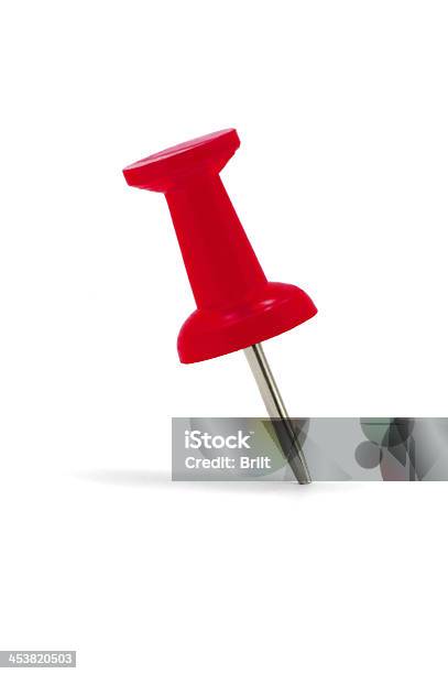 Red Thumbtack Macro Closeup Isolated Pushpin Studio Shot Gentle Shadow Stock Photo - Download Image Now
