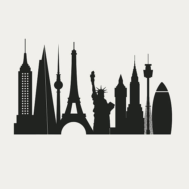 illustrations, cliparts, dessins animés et icônes de célèbres sites - london england skyline silhouette built structure