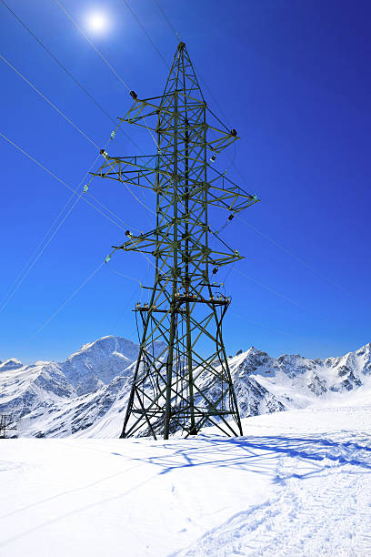 istock Power line high in the mountains. 453835637