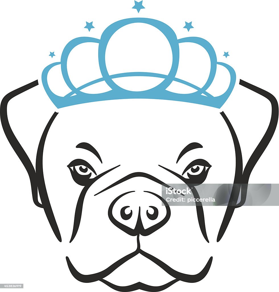 English Bulldog English bullgod crowned head. Human Face stock vector