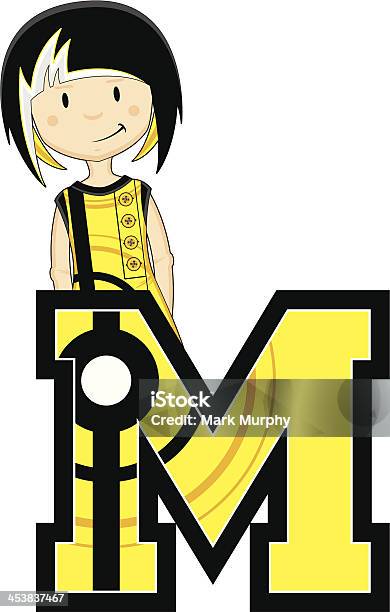 Mod Girl Learning Letter M Stock Illustration - Download Image Now - 1960-1969, Adult, Alphabet