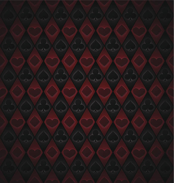 Dark Card Suits Seamless Background Dark card suits seamless background. EPS 10 file. Transparency effects used on highlight elements. glow in the dark hearts background stock illustrations