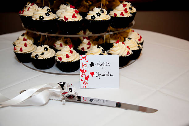 istock Vanilla and Chocolate Cup Cakes for a Wedding Cake 453840199