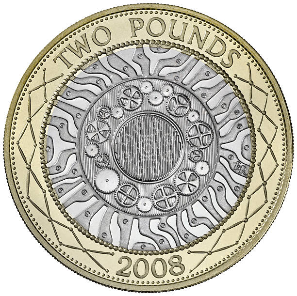 british moeda de duas libras com traçado de recorte - two pound coin imagens e fotografias de stock