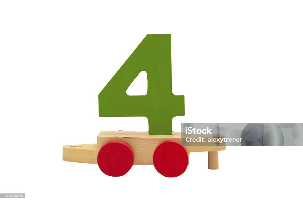 Das Auto vom Kinder-Zug mit number four - Lizenzfrei Allegorie Stock-Foto