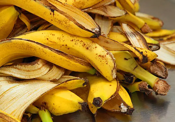 Photo of yellow banana peels just Peel to store organic waste