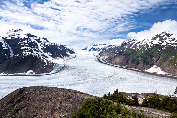 Salmon Glacier Salmon Glacier at Hyder Alaska salmon glacier stock pictures, royalty-free photos & images