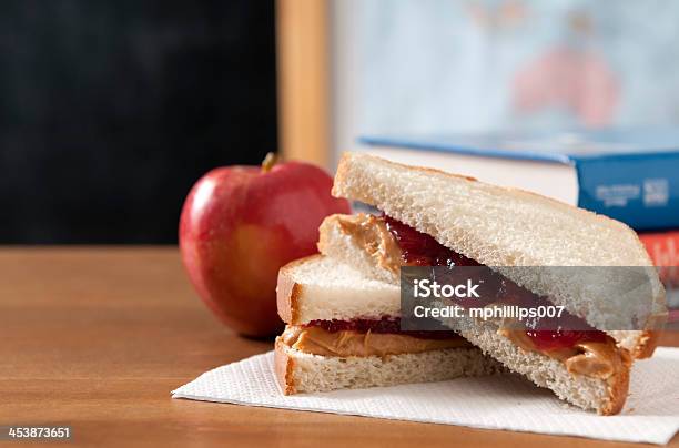 Peanut Butter And Jelly Sandwich Stock Photo - Download Image Now - Peanut Butter And Jelly Sandwich, Preserves, Peanut Butter