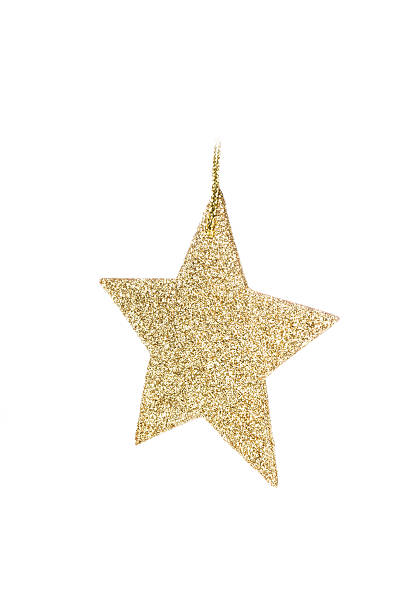 istock Christmas shiny golden star isolated on white. 453878723