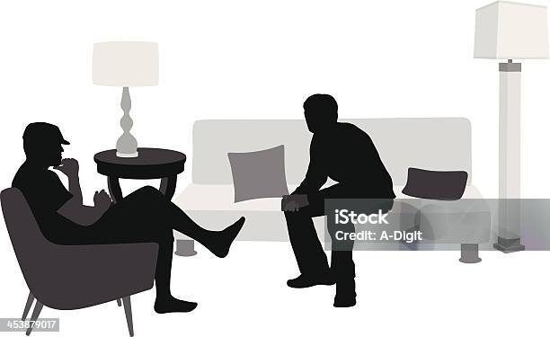 Fathern Son Stock Illustration - Download Image Now - In Silhouette, Sofa, Living Room