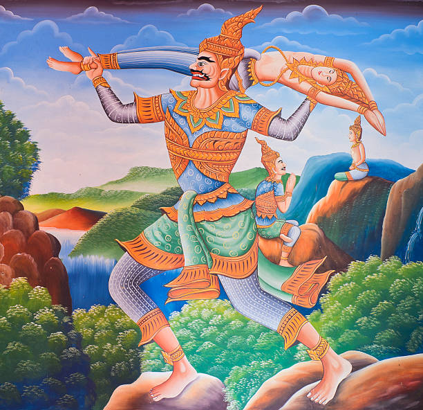 istock Traditional Thai mural painting 453879407