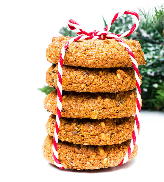 istock Decorated Christmas Gingerbread cookies with almond and brown 453884343