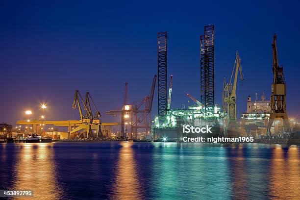 Oil Rig In The Yards Stock Photo - Download Image Now - Built Structure, Cargo Container, Commercial Dock