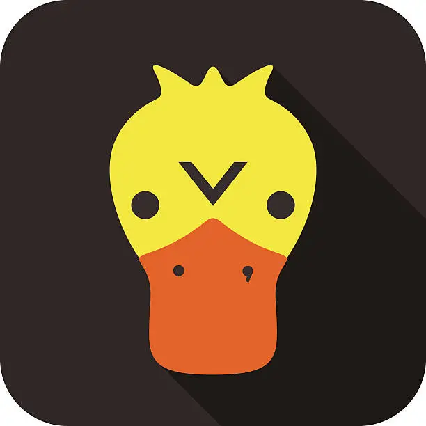 Vector illustration of Duck animal face  flat design