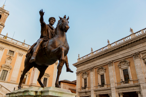 Marcus Aurelius statue on Piazza del Campidoglio in Rome, Italy