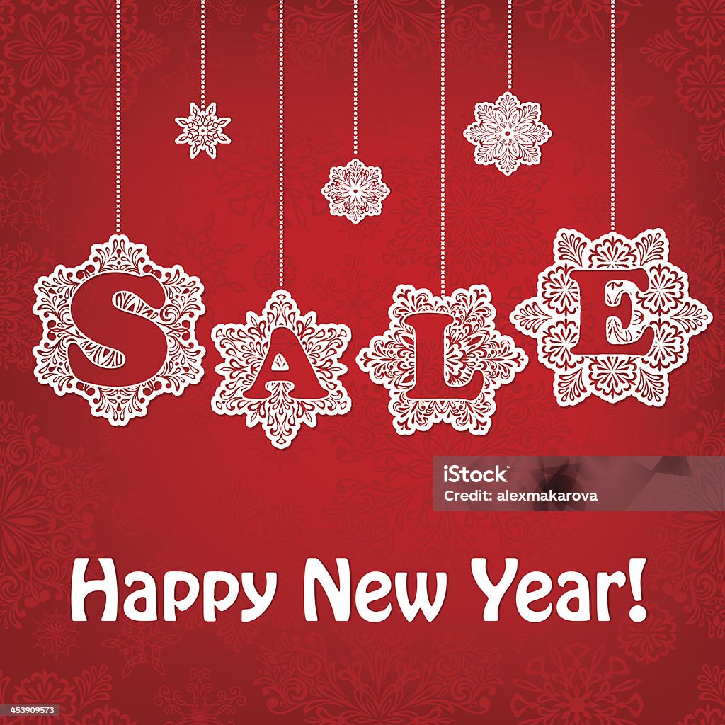 Vector New Year Sale Placard Vector New Year Sale Placard with hanging snowflakes, eps 10 transparency effects 2014 stock vector