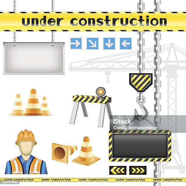 Ilustración de En Construcción y más Vectores Libres de Derechos de Cadena - Objeto fabricado - Cadena - Objeto fabricado, Gancho - Herramienta, Accesorio de cabeza