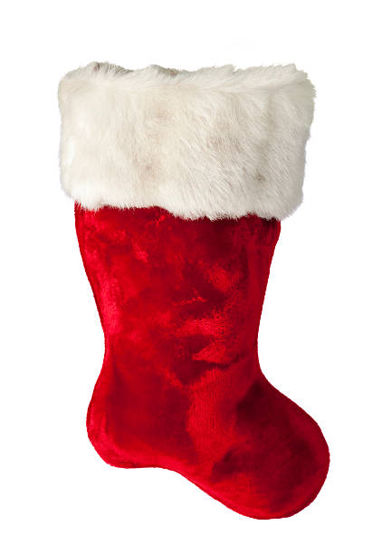 istock Red Christmas Stocking with Fur Trim, Isolated on White Background. 453919147