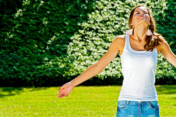 istock Young laughing girl in the park 453919823