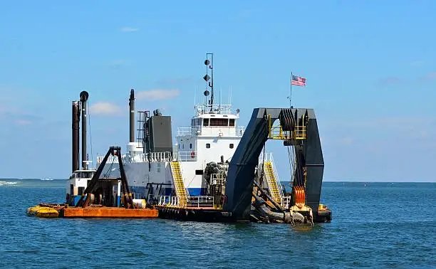 Dredging on the ocean inlet at St. Augustine, Florida