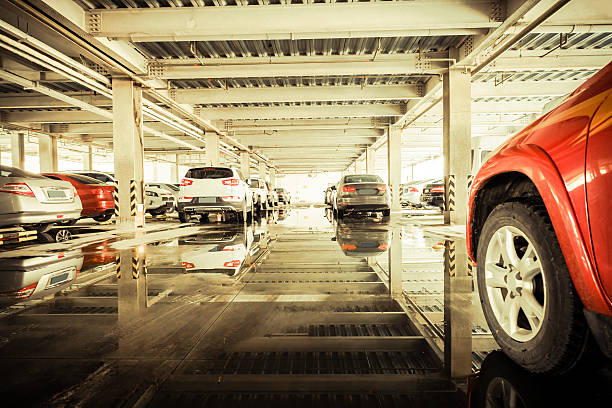 istock Parking garage, interior with a few parked cars. 453932017