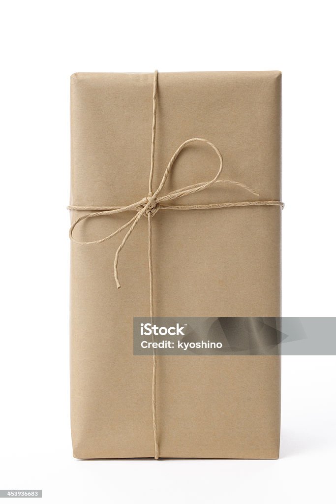 絶縁ショットブラウンのパッケージで、白背景 - 茶色の紙のロイヤリティフリーストックフォト