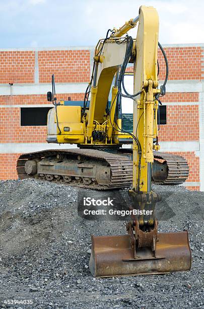 Excavator Stock Photo - Download Image Now - Backhoe, Blue, Building - Activity