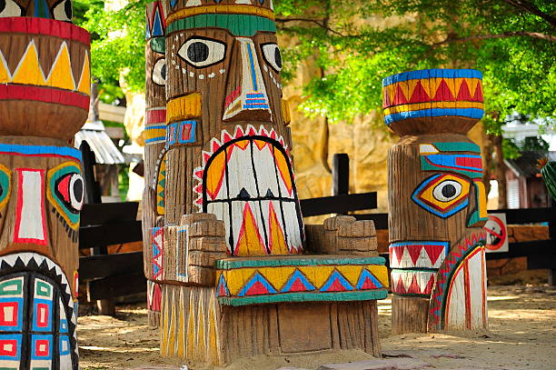 istock Chair are sculptures carved from large tree 453944251