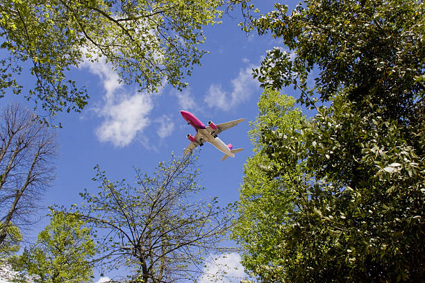 voler dans le ciel bleu - plane ticket photos et images de collection