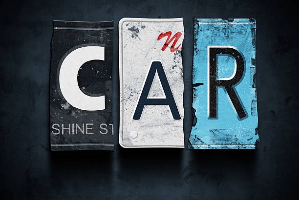 istock Car word on vintage license plates, concept sign 453944523