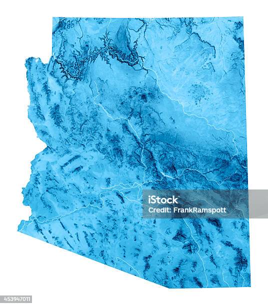 Arizona Topographic Mapa Aislado Foto de stock y más banco de imágenes de Arizona - Arizona, Mapa, Grand Canyon