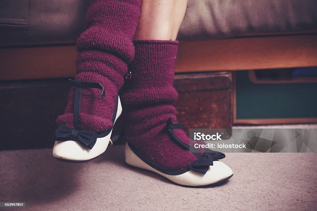 Close up on woman's woolen socks Close up on a woman's woolen socks Adult Stock Photo
