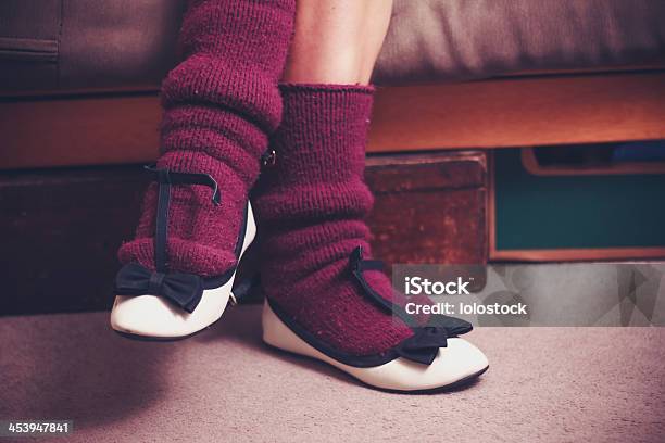 Close Up On Womans Woolen Socks Stock Photo - Download Image Now - Adult, Art And Craft, Christmas