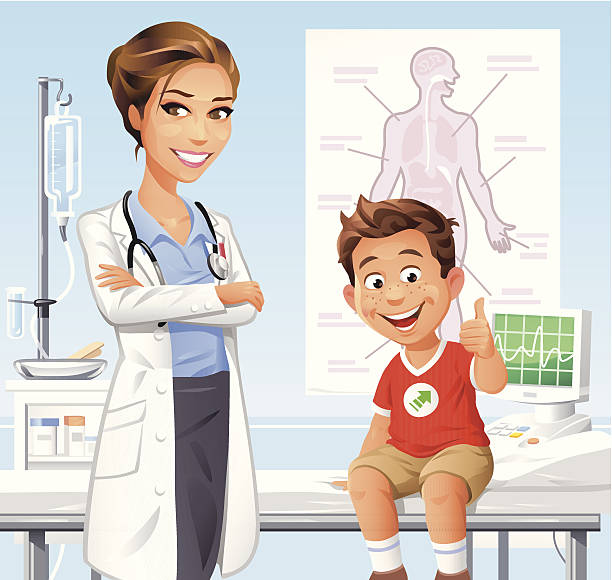 ilustrações, clipart, desenhos animados e ícones de menino no médico - two boys illustrations