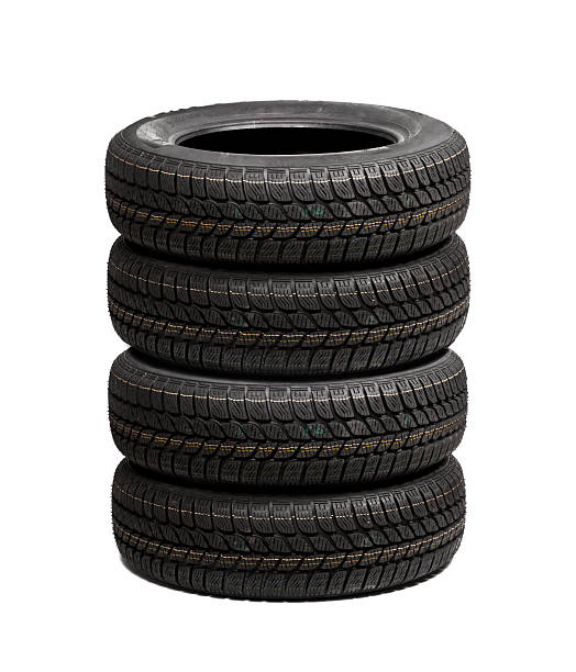 istock Set of car tires isolated 453952065