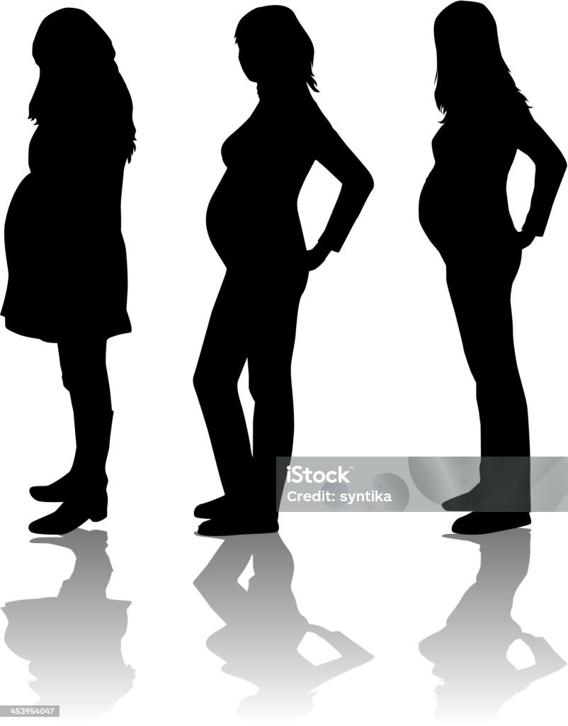 Sylwetka w ciąży kobiety - Grafika wektorowa royalty-free (Ciężarna)