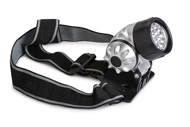 istock Super bright LED HeadLamp isolated on white background 453958377