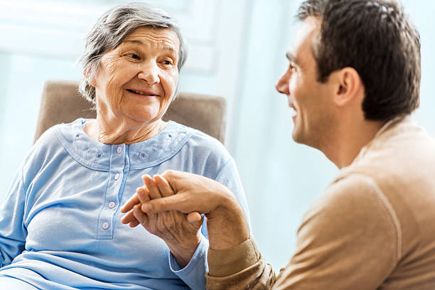 istock Senior woman with her son. 453958939