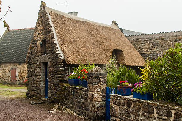 Nevez traditional houses in the town of Nevez, in Brittany. tarde stock pictures, royalty-free photos & images